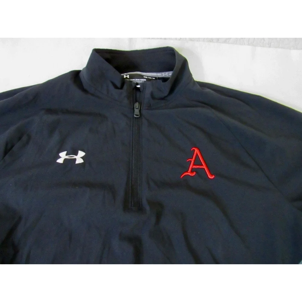 Under Armour Arkansas Razorbacks Black 1/4‎ Zip Side Pocket Golf Vest Men Sz M